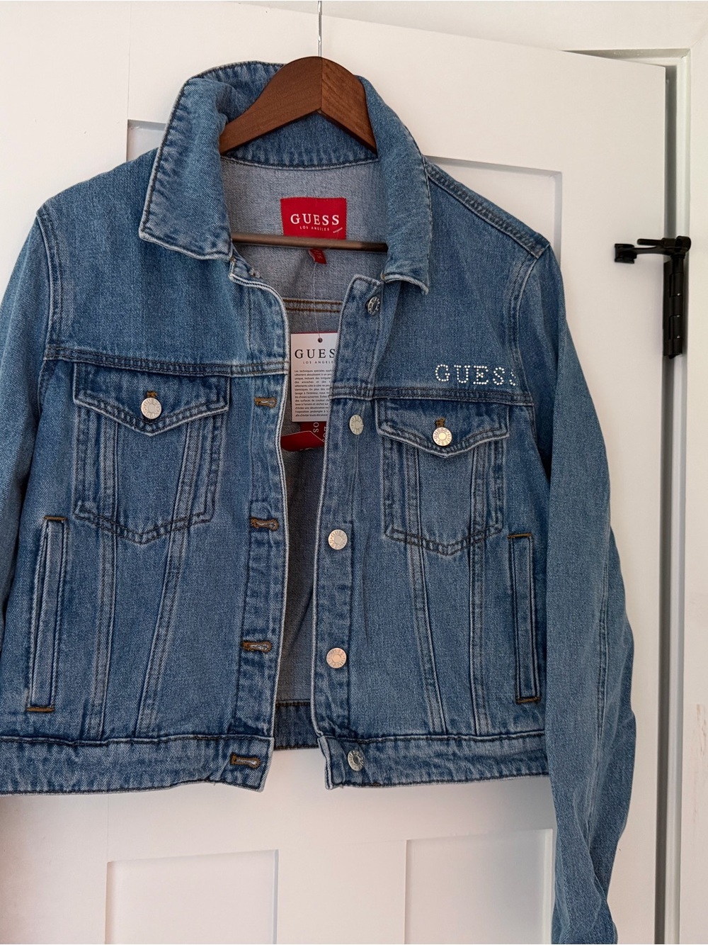 GUESS Light Blue Denim Jacket with Logo Detail